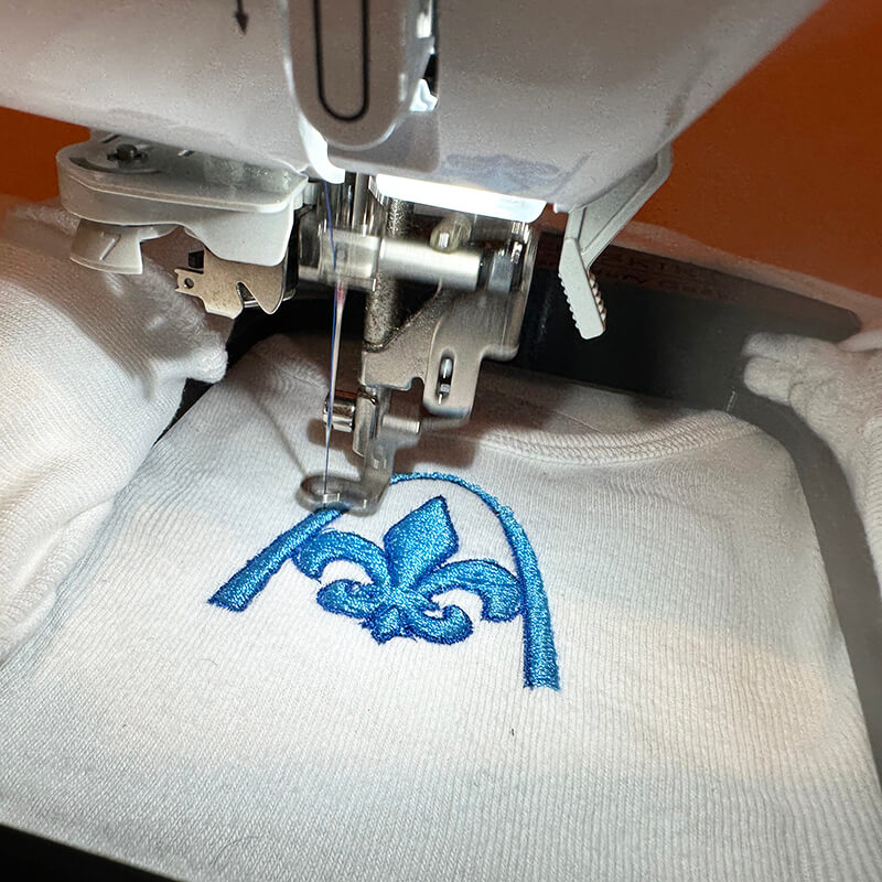 start stitching the design with the hoop skirt